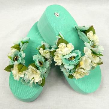 Weedoo New Ladies/Women's/Kids Flip Flop  Mix & Match Casual Fashion Flat Sandal [Green]
