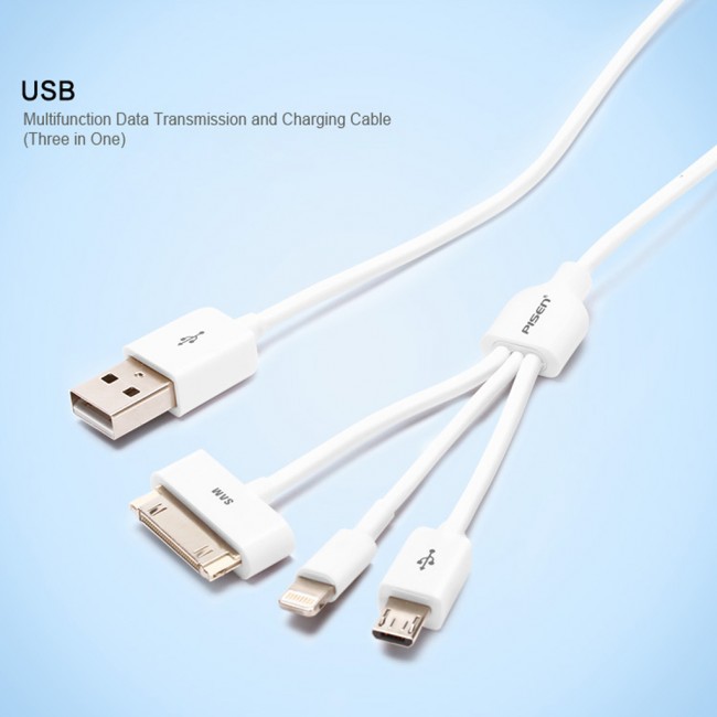 Weedoo PISEN 3in1 Micro USB Lightning 30 Pin Charging Cable Android