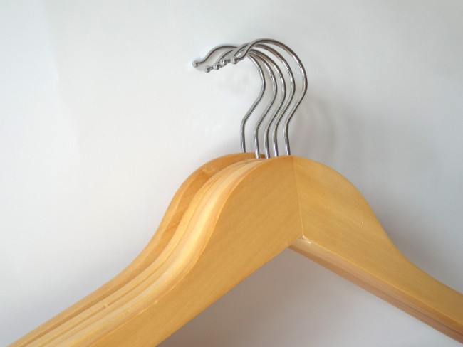 Oversized Flat Wooden Suit Hanger w/Bar