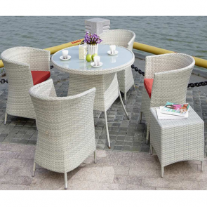 Weedoo 6 Unit Outdoor Garden Patio Wicker Rattan Effect Furniture Table Chairs Set