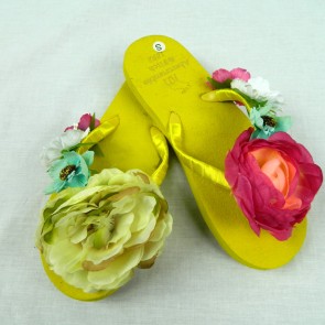 Weedoo New Ladies/Women's/Kids Flip Flop  Mix & Match Casual Fashion Flat Sandal [Yellow] 